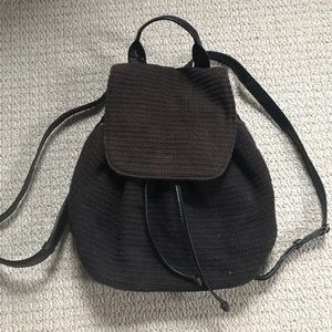 Black Knit Backpack with Draw String